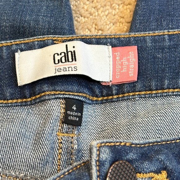 CAbi Jeans Cropped High Rise Straight Boho Gypsy Raw Hem Distressed Size 4 #5495 - Picture 3 of 12
